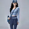 Ropa Deportiva de Otoño para Mujer Top de Manga Larga para Yoga con Sujetador Incorporado Falso Dos Piezas Pantalones Largos Secado Rápido Transpirable Ropa de Entrenamiento para Pilates