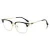 Armações de Óculos Meio Aro Estilo Business da Moda Tr Armação Quadrada Masculina Óculos Sem Grau Anti-Luz Azul Podem Ser Equipados com Lentes de Grau Tendência