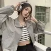 Shanlida Di Verão Nova Roupa de Proteção Solar Feminina Jaqueta Curta Top Fino Respirável para Baixinhas Moda Versátil Larga