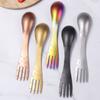 Vajilla de Acero Inoxidable de Doble Cabeza 304 para Exterior, Tenedor y Cuchara Integrados Multifuncionales, Tenedor Creativo de Pulpo, Cuchara de Doble Propósito