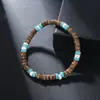 Pulsera elástica de estilo Punk Nuevo Transfronteriza con Calavera de Cáscara de Coco y Abalorios Irregulares con Cuentas de Madera y Empalme de Astillas de Madera