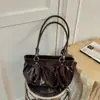 Bolsa Plissada Retrô Feminina Grande Capacidade 2026 Nova Tendência Outono Mesclado High-End Versátil Bolsa de Ombro Bolsa de Braço