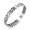 Pulsera Corazón de Loto Negro Plata Tailandesa Sutra del Corazón Gran Mantra de la Compasión Pulsera Retro Corazón de Piña Sutra del Corazón Loto Abierto Pulsera Miao Tailandesa