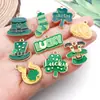 Festival Irlandês Transfronteiriço DIY Desenho Animado Esmalte Liga de Metal Acessórios de Joias Pingente Único Pingente de Trevo da Sorte Verde