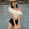 Traje de baño de verano para mujer, nuevo, con cintura alta dividida, sexy, adelgazante, con fruncido en el pecho, para vacaciones de spa, bikini