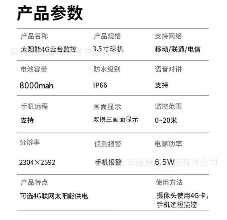 V380太阳能监控器360度手机远程室外夜视全景家用高清电池