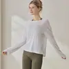 Ropa de Yoga para Mujer, Nuevo Estilo de Verano, Holgada y Casual, con Diseño de Espalda Hueca, Camiseta Cruzada Fina, Top de Manga Larga para Mujer