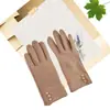 Guantes de Ciclismo Calientes de Polar para Invierno Guantes Sin Polar Guantes con Pantalla Táctil Sin Polar Guantes de Ciclismo de Tres Botones para Mujer