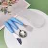 Aço inoxidável 304 Conjunto de talheres faca e garfo para crianças talheres de bebê portátil para atividades ao ar livre talheres para suplementos alimentares colher e garfo de treinamento para menores de 3 anos