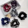Anillo para el pelo de terciopelo de alta gama con pedrería, tipo intestino grueso, banda para coleta alta, cuerda para la cabeza gruesa, cabeza de bola, cuerda para el pelo con funda de cuero, flor para la cabeza