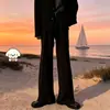 Pantalones de Traje Lisos de Color Sólido con Caída Simple de Verano para Unisex Estilo Hong Kong Streetwear Sin Planchar Casual de Gama Alta Micro-Campana Largos