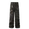 Overol recto holgado camuflaje de diseño plisado estilo americano para hombre y mujer, pantalones drapeados casuales retro de alta calle