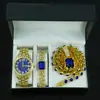 Collar Pulsera Reloj Set Colgante Rectangular de Piedra Preciosa Corazón de Océano Retro Regalo de Alta Gama para Hombres