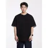 Camiseta Bordada em Renda Retro Americana de Manga Curta Masculina Verão Gola Redonda Rígida Pesada Cor Contrastante Solta Top de Meia Manga