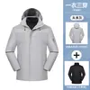 Chaqueta de plumas tres en uno para otoño e invierno, una prenda para tres usos, a prueba de viento e impermeable, estilo para parejas, chaqueta para acampar al aire libre, disponible impresión de logo