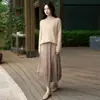 Suéter grueso, lujoso, de alta gama para mujer, mezcla de seda y cachemira, con cuello redondo, forro interior de felpa texturizada, un top elegante para el invierno