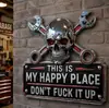 Señal de Metal para Pared Diseño Creativo Práctico Portátil Lindo Transfronterizo Lugar Feliz Placa de Calavera