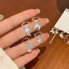Conjunto de Brincos Sfumato Azul Oceano Água-viva Estrela do Mar Cauda de Peixe para Mulheres, Design Fresco, Doce e de Luxo Leve