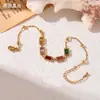 Tobillera Geométrica Personalizada Transfronteriza Europea y Americana Taina, Zirconia de Colores, Lujo Ligero, Sensación de Alta Gama, Joyería para el Pie que No se Desvanece al por Mayor