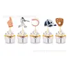 Toppers de Bolo de Sobremesa Temáticos de Baseball Wb051 com Borda de Bola de Baseball, 20 Conjuntos para Confeitaria