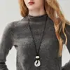 Bai Cai Rong 100% cachemira nueva colección 2026, prêt-à-porter de alta calidad, cuello semi-alto, dobladillo enrollado, estilo americano holgado y cómodo para otoño e invierno