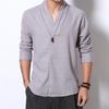 Camisa de manga larga para hombre estilo chino 2023 nuevo verano algodón y lino retro japonés Hanfu casual traje Tang camisa de hombre