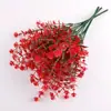 Flor de Té de Eucalipto de 7 Ramas Flor de Plástico Rosa Ramo de Flores Artificiales Decoración del Hogar Fábrica Venta al por Mayor Ramo de Flores Artificiales