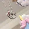 Cadena de eslabones con forma de lazo de Hello Kitty, brillante y dulce, de lujo, con incrustaciones de diamantes, para niña, regalo, cadena de aleación.