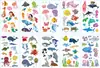 Tatuagem Adesiva Infantil de Sereia, Dinossauro, Pirata, Unicórnio em Estoque, Adesivos Divertidos de Tatuagem de Rosto de Desenho Animado Fofo
