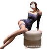 Saia Bodycon Azul Renda Retrô Uniforme Sexy Uma Alça Transparente Quente Secretária Slim Fit Vestido Emagrecedor para Mulheres