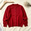 Cárdigan de punto con cuello redondo para mujer 2026 Otoño Invierno Nuevo Holgado Adelgazante Versátil Petite Suave Tejido Prendas de abrigo Top