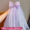 Presilha de Cabelo Infantil para Meninas, Laço de Coroa, Presilha com Borda de Véu, Acessório de Cabelo de Princesa Bordado Estilo Coreano