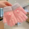 Guantes de Dedos Lindos para Niños Niñas Invierno Prueba de Frío Cálido Juego de Cinco Dedos Conjunto Completo de Dedos Tejido para Bebé Niños de Invierno