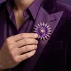 Broche de floco de neve de vidro roxo Advanced Sense Moda requintada Roupas femininas Placket de pressão Pin fixo Anti-reflexo Corsage