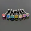 Aleación de Titanio F136 Estilo Goteo de Aceite Ojo Maligno Morado Piercing para Lengua 7mm Stud para Oreja Joyería Piercing