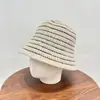 Chapéu de Pescador Listrado Retrô Estilo Coreano Fumeng Lã Aba Curta Quente Outono Inverno