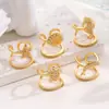 Anillos para Uñas de Circonita de Cobre Transfronterizos, Anillos Exquisitos de Arte para Uñas de Estilo Abierto con Caballo de Mar, Estrella de Mar, Tortuga, Delfín Completamente Incrustados