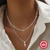 Collar de cruz brillante simple de moda de venta caliente transfronteriza entre Europa y Estados Unidos, cadena de clavícula de plata 925 para damas