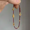 Nuevo Pulsera de Calabaza Dorada Estilo Chino, Diseño Simple y de Nicho, Sensación de Alta Gama, Hilo Rojo, Estilo Antiguo, Accesorio de Joyería Tejido a Mano
