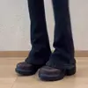 Zapatos de Cuero Retro con Punta Redonda, Banda Elástica y Corte Profundo 2026 Otoño e Invierno Nuevo Estilo Británico Simples Versátiles Que Aumentan la Altura con Suela Gruesa