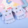 Luvas infantis inverno bebê fofo conjunto de meio dedo meninas meninos inverno forrado de fleece quente à prova de vento crianças conjunto de cinco dedos