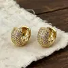 Pendientes de superventas transfronterizos europeos y americanos, cierres de oreja de circonita de cobre, totalmente incrustados de diamantes, adecuados para ir al trabajo, con un toque de lujo ligero y de alta gama, pendientes para mujer