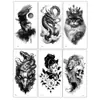 Adesivos de Tatuagem Temporária Europeus e Americanos de Flores e Animais para Braço para Homens e Mulheres Tatuagens Preto e Branco Flores Animais Borboleta Adesivos de Tatuagem Temporária para Braço