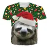 Camiseta de hombre de moda transfronteriza con estampado 3D de patrón navideño, tendencia de moda, manga corta de verano, suministro directo de fábrica