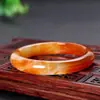 Pulsera de ágata rayada roja al por mayor de fábrica para mujer, pulsera de jade de calcedonia roja transparente, pulsera de jade con anillo naranja positivo