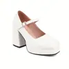Sapatos europeus e americanos com fivela femininos sapatos de moda femininos sapatos femininos 40 Sapatos Mary Jane microfibra 45 comércio exterior mesa branca