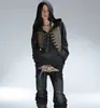 Moletom com zíper e decoração de metal estilo gótico Harajuku Y2K hip-hop casual moda feminina tendência