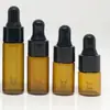 Frasco Pequeno de Óleo Essencial 1/2/3/4/5ml Marrom Pressão de Teste Amostra para Reembalagem Frasco de Vidro com Conta-gotas Líquido Original