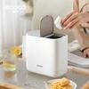 Papelera ecológica de estilo crema para el hogar, multifuncional, 2 en 1, para sala de estar, escritorio
