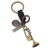 Llavero vintage tejido a mano, sencillo y creativo, de bronce, con colgante de instrumento musical, joyería para festivales de música.